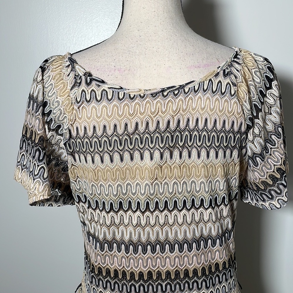 B Darlin Black White Cream Print Scoop Neck Short… - image 6